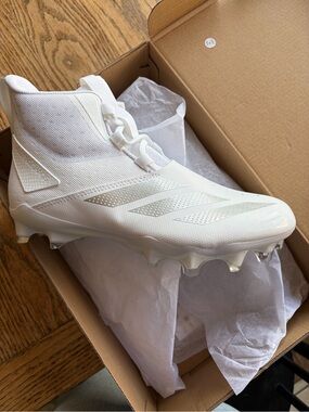 adidas Adizero Chaos Football Cleats - White with Silver Accents